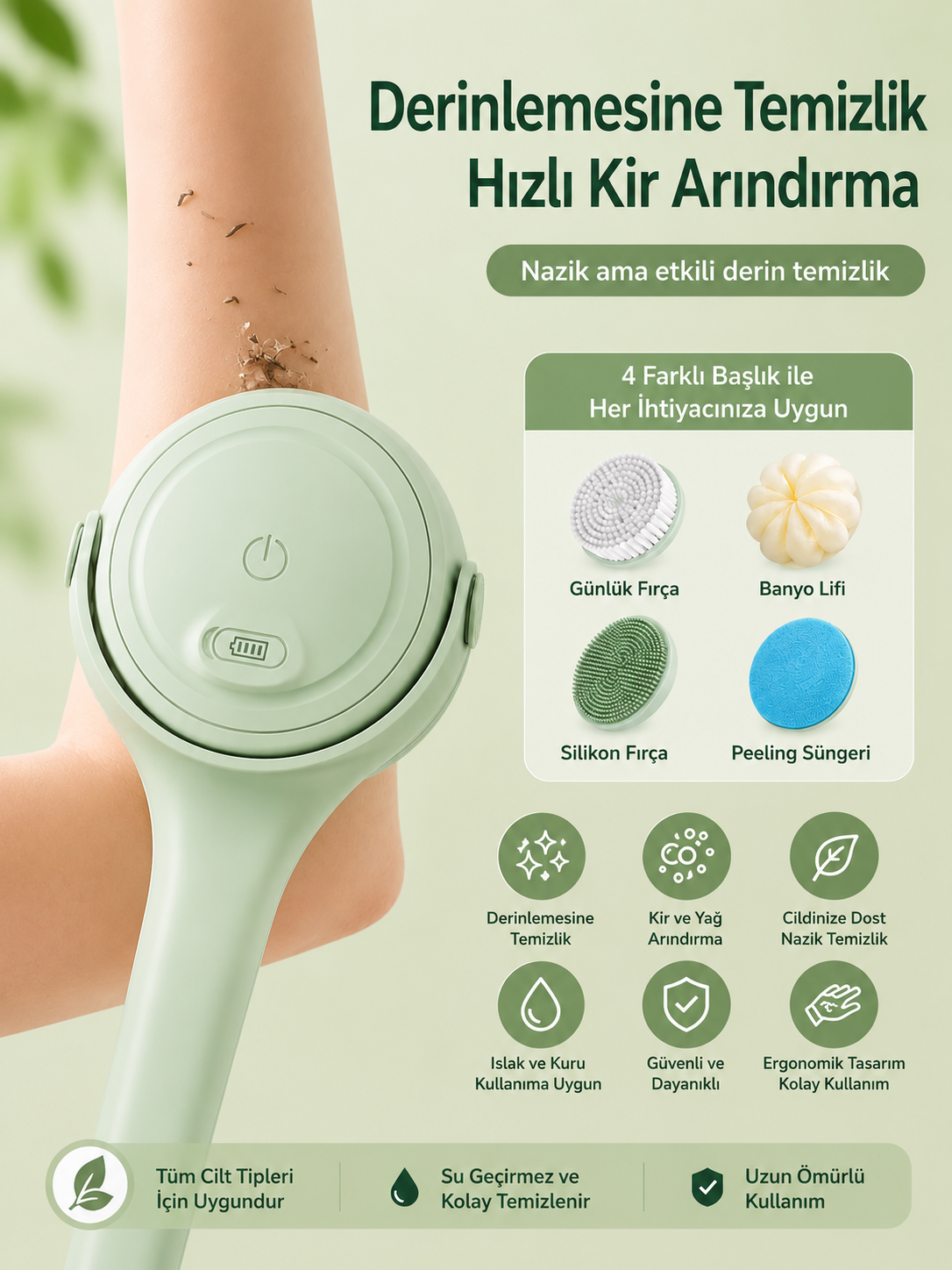 Rolesta® 5'i 1 Arada Şarjlı Spa Duş Fırçası